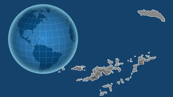 British Virgin Islands Globe Shape Country Zoomed Map Its Outline — Stock Photo, Image