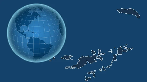 Isole Vergini Britanniche Globo Con Forma Del Paese Mappa Ingrandita — Foto Stock