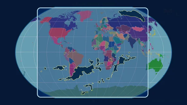 Увеличенный Вид Британских Виргинских Островов Перспективными Линиями Против Глобальной Карты — стоковое фото