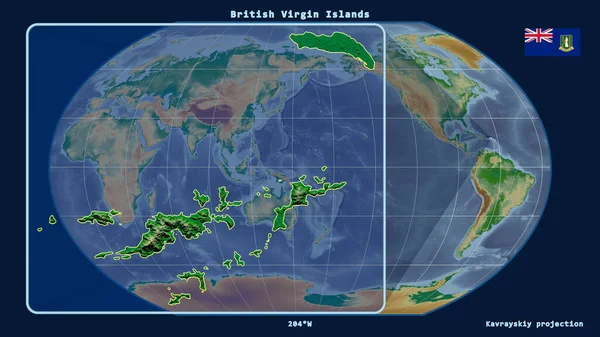 Vergrößerte Ansicht Der Britischen Jungferninseln Mit Perspektivischen Linien Gegen Eine — Stockfoto