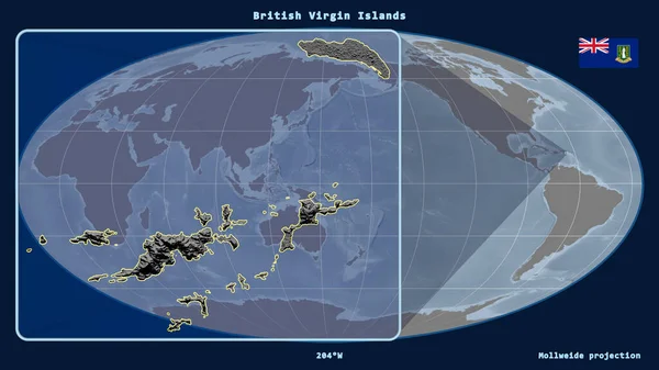 Zoomed Vista Delle Isole Vergini Britanniche Contorno Con Linee Prospettiche — Foto Stock