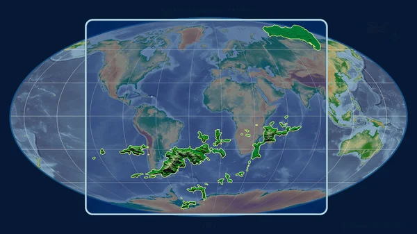 Přiblížený Pohled Britské Panenské Ostrovy Perspektivními Liniemi Proti Globální Mapě — Stock fotografie