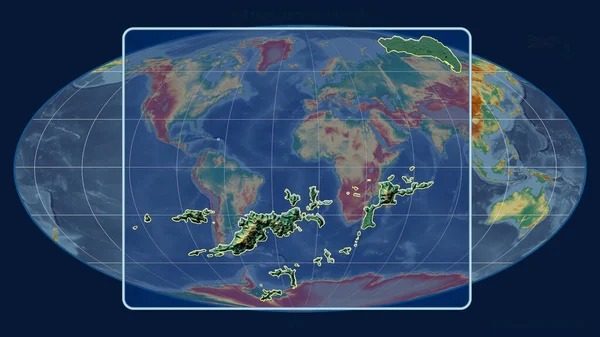 Přiblížený Pohled Britské Panenské Ostrovy Perspektivními Liniemi Proti Globální Mapě — Stock fotografie
