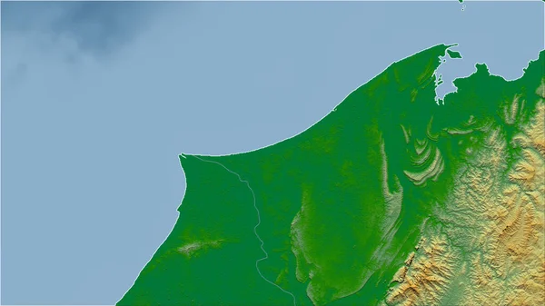 Brunei Prospettiva Ravvicinata Del Paese Nessun Contorno Mappa Fisica Colori — Foto Stock