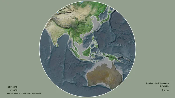 Région Brunei Est Centrée Dans Cercle Entourant Son Continent Sur — Photo