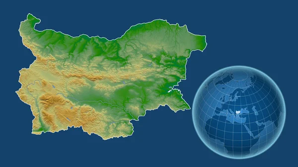 Bulgarije Globe Met Vorm Van Het Land Tegen Gezoomde Kaart — Stockfoto