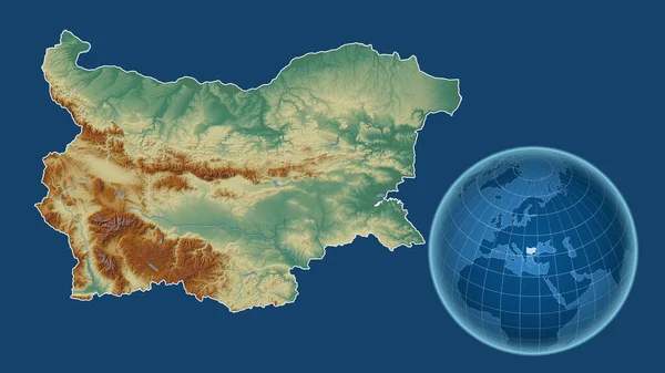 Bulgarije Globe Met Vorm Van Het Land Tegen Gezoomde Kaart — Stockfoto