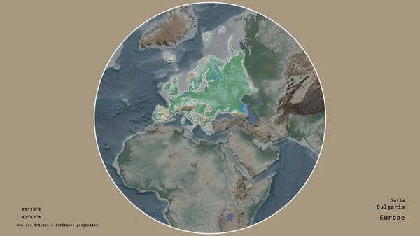 Территория Болгарии Сосредоточена Кругу Окружающем Континент Ненасыщенном Фоне Приведены Основные — стоковое фото
