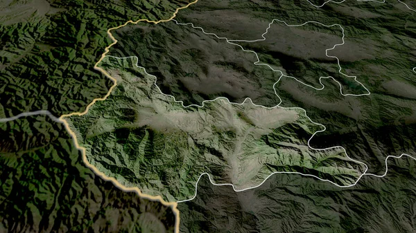 キュステンディル ブルガリアの州が拡大し 強調した 衛星画像 3Dレンダリング — ストック写真