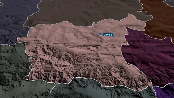Lovech Provincia Bulgaria Ingrandito Evidenziato Con Capitale Mappa Colorata Urtata — Foto Stock