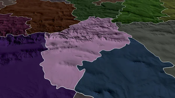 Sliven Provinsen Bulgaria Zoomed Uthevet Farget Dunket Kart Den Administrative – stockfoto