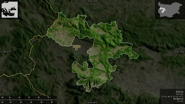 Sofía Provincia Bulgaria Imágenes Satélite Forma Presentada Contra Área País — Foto de Stock