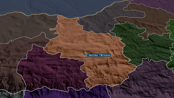 Veliko Tarnovo Provincia Bulgaria Ingrandito Evidenziato Con Capitale Mappa Colorata — Foto Stock