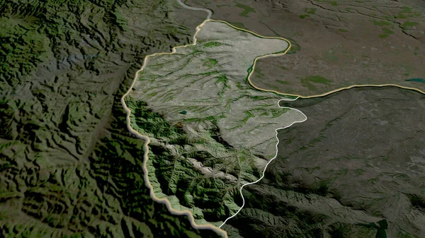 保加利亚Vidin省放大并突出显示了这一点 卫星图像 3D渲染 — 图库照片