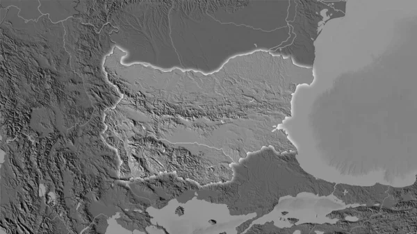 Περιοχή Βουλγαρίας Στον Υψομετρικό Χάρτη Bilevel Στη Στερεογραφική Προβολή Ακατέργαστη — Φωτογραφία Αρχείου