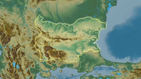Bulgária Área Mapa Relevo Topográfico Projeção Estereográfica Composição Bruta Camadas — Fotografia de Stock