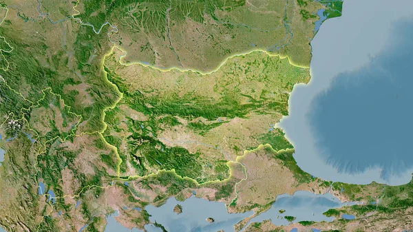 Bulgária Área Mapa Satélite Projeção Estereográfica Composição Bruta Camadas Raster — Fotografia de Stock