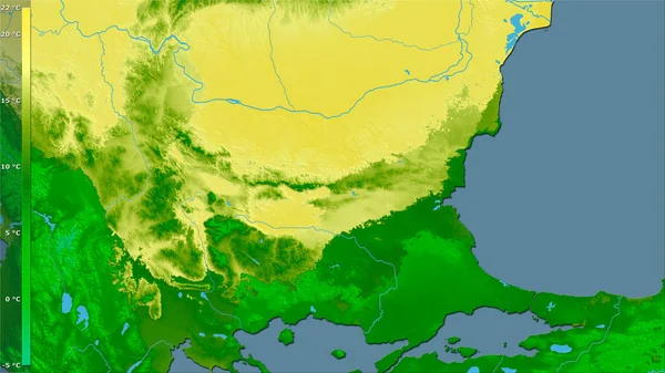 Середня Температура Найтеплішого Кварталу Межах Болгарії Стереографічній Проекції Легендою Сирою — стокове фото