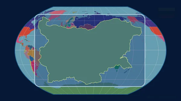 Втілена Точки Зору Болгарії Лінія Перспективи Проти Глобальної Карти Проекції — стокове фото