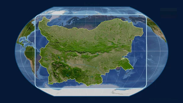 Vista Ampliada Bulgária Esboço Com Linhas Perspectiva Contra Mapa Global — Fotografia de Stock