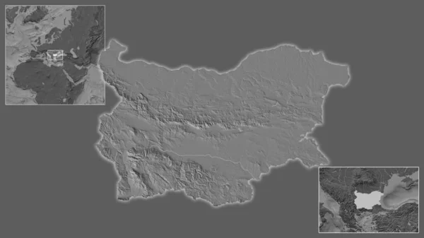 Primer Plano Bulgaria Ubicación Región Centro Mapa Mundial Gran Escala — Foto de Stock