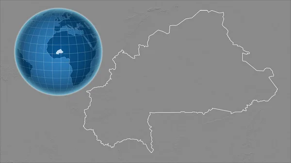 Burkina Faso Globo Con Forma Del País Contra Mapa Ampliado —  Fotos de Stock