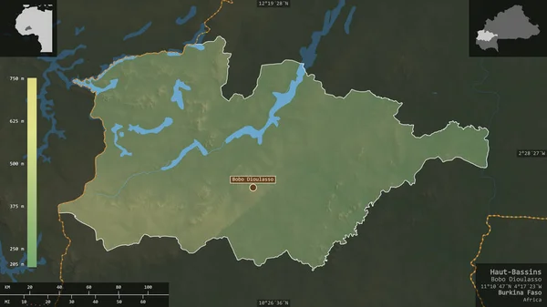 Haut Bassins Region Burkina Faso Colored Shader Data Lakes Rivers — Stock Photo, Image