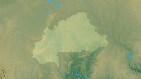 Área Burkina Faso Mapa Topográfico Relieve Proyección Estereográfica Composición Cruda — Foto de Stock