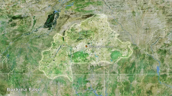 Obszar Burkina Faso Mapie Satelitarnej Projekcji Stereograficznej Kompozycja Główna — Zdjęcie stockowe