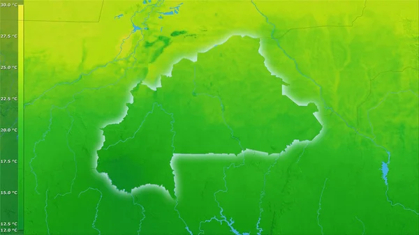 Gemiddelde Jaarlijkse Temperatuurvariatie Binnen Het Burkina Faso Gebied Stereografische Projectie — Stockfoto