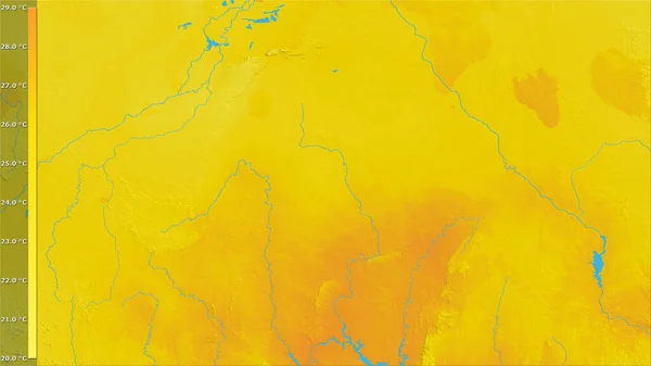 Stereografik Projeksiyonda Burkina Faso Bölgesinin Sıcak Çeyreğinin Ortalama Sıcaklığı Efsanevidir — Stok fotoğraf