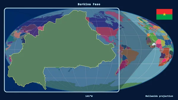 Vista Ampliada Burkina Faso Delinear Com Linhas Perspectiva Contra Mapa — Fotografia de Stock