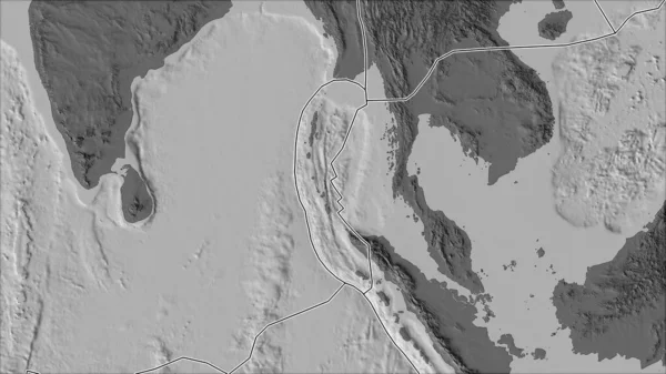 Tectonic Plattor Gränser Gallhöjd Kartan Över Områden Närheten Burma Plattan — Stockfoto