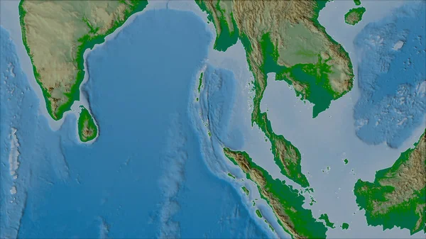 Burmai Tektonikus Lemez Környéke Van Der Grinten Vetület Fizikai Térképén — Stock Fotó
