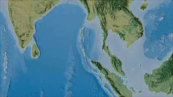 Van Der Grinten Projeksiyonunda Eğik Dönüşüm Topografik Haritada Burma Tektonik — Stok fotoğraf