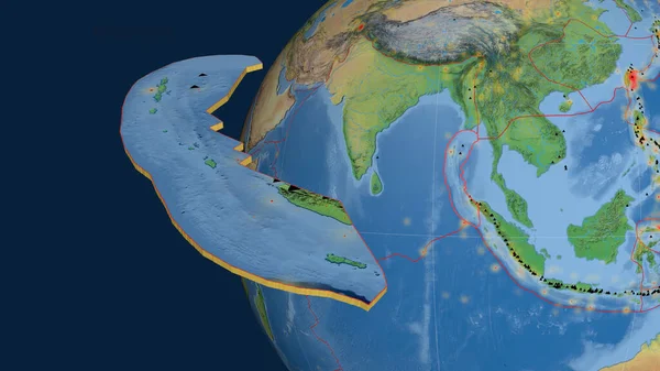 Burma Tektonische Platte Extrudiert Und Gegen Den Globus Präsentiert Topographische — Stockfoto