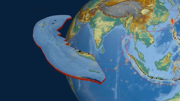 Burma Tektonische Platte Extrudiert Und Gegen Den Globus Präsentiert Topographische — Stockfoto