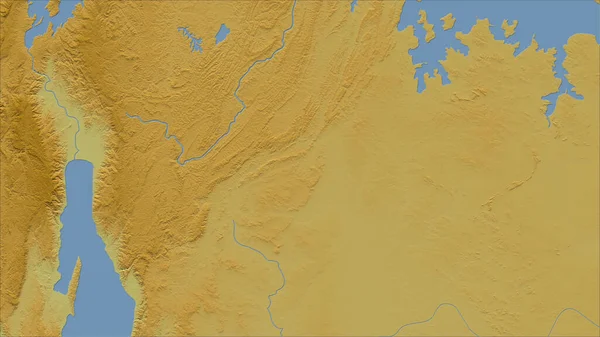 Burundi Zbliżenie Perspektywy Kraju Bez Zarysu Kolor Mapa Fizyczna — Zdjęcie stockowe