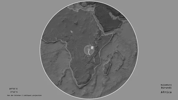 Zone Burundi Marquée Cercle Sur Carte Grande Échelle Continent Isolé — Photo