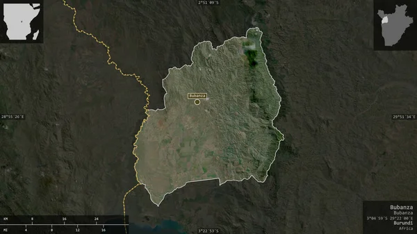 Bubanza Provinz Burundi Satellitenbilder Gestalt Die Sich Mit Informativen Überlagerungen — Stockfoto