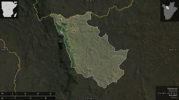 Kayanza Province Burundi Satellite Imagery Shape Presented Its Country Area — Stock Photo, Image