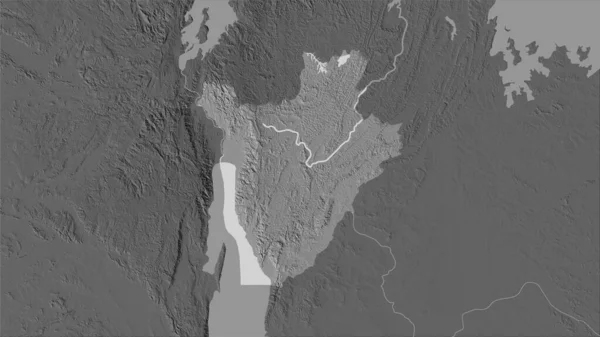 Área Burundi Mapa Elevación Escala Grises Proyección Estereográfica Composición Cruda — Foto de Stock
