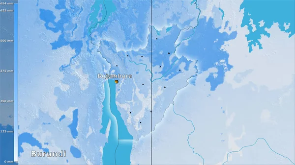 Precipitación Del Cuarto Más Frío Dentro Del Área Burundi Proyección — Foto de Stock