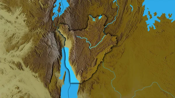 Stereografik Projeksiyondaki Topoğrafik Yardım Haritasında Burundi Alanı Koyu Parlak Çizgili — Stok fotoğraf