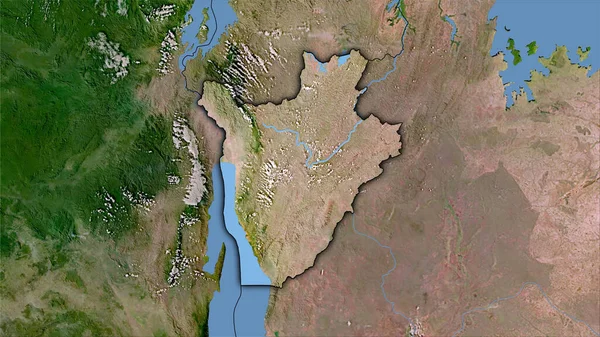 Burundi Área Mapa Satélite Projeção Estereográfica Composição Bruta Camadas Raster — Fotografia de Stock