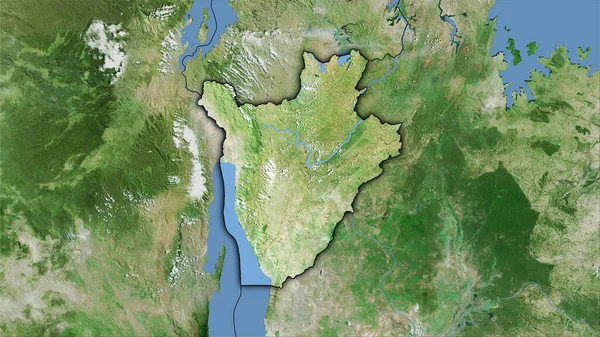 Burundi Gebiet Auf Der Satelliten Karte Der Stereographischen Projektion Rohzusammensetzung — Stockfoto