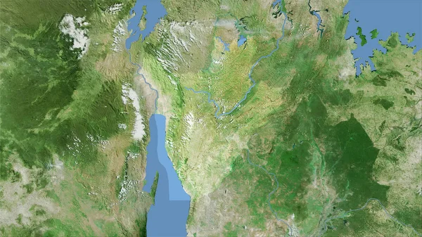 Area Del Burundi Sulla Mappa Satellitare Nella Proiezione Stereografica Composizione — Foto Stock