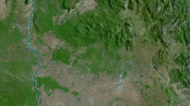 Rotanokiri, Kamboçya vilayeti. Uydu görüntüleri. Ülke alanına göre şekillendirilmiş. 3B görüntüleme