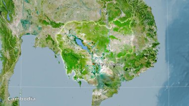Uydudaki Kamboçya alanı stereografik projeksiyonda bir harita - ana bileşim