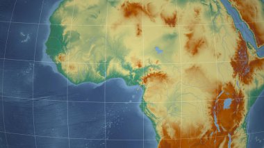 Kamerun. Mahalle - dış hatları olmayan uzak perspektif. topografik yardım haritası